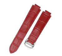 dayeer Armband für Cartier-Armbänder, hochwertige Farbe, echtes Leder, Faltschließe, Ersatz-Zubehör (Color : Red, Size : 16x9mmSilver clasp)