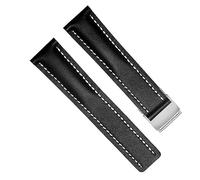 dayeer Echtes Lederarmband für Breitling SUPEROCEAN AVENGER NAVITIMER Herrenuhrenarmband Ersatzarmband Zubehör (Color : Preto, Size : 24mm)