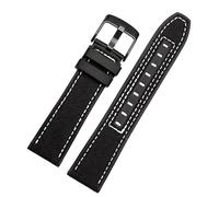dayeer FKM Uhrenarmband für Mido Helmsman M005 M038.431 M038431a Schnellverschluss Canvas Nylon Armband Armband(Black white-black)