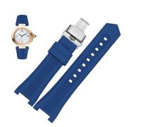 dayeer Gekerbtes Silikon-Uhrenarmband für GC PASHA, schwarz-weißes Armband, Armbanduhr(Blue silver,24-12mm)