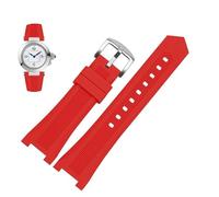 dayeer Gekerbtes Silikon-Uhrenarmband für GC PASHA, schwarz-weißes Armband, Armbanduhr(Red C silver,22-14mm)