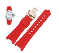 dayeer Gekerbtes Silikon-Uhrenarmband für GC PASHA, schwarz-weißes Armband, Armbanduhr(Red rose,24-14mm)