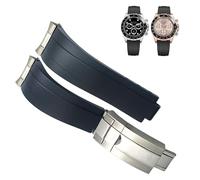 dayeer Gummiarmband passend für Rolex Daytona Submariner Role OYSTERFLEX Yacht Master Kurze Schnalle Kleines Armband 20mm 21mm (Color : Black Buckle Link, Size : 20mm)
