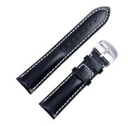 dayeer Italienisches Lederuhrenarmband für Breitling Pilot Avenger Chronomat Superocean Heritage Series(Black letter silver 1,22mm)