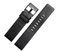 dayeer Lederarmband für Diesel DZ4386 1657 1399 1206 4323 Uhrenarmband, weiches Gürtelarmband(Black black clasp,28mm)