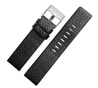 dayeer Lederarmband für Diesel DZ4386 1657 1399 1206 4323 Uhrenarmband, weiches Gürtelarmband(Black silver clasp,32mm)