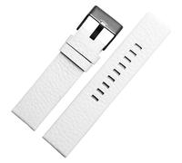 dayeer Lederarmband für Diesel DZ4386 1657 1399 1206 4323 Uhrenarmband, weiches Gürtelarmband(White black clasp,26mm)