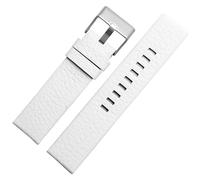 dayeer Lederarmband für Diesel DZ4386 1657 1399 1206 4323 Uhrenarmband, weiches Gürtelarmband(White silver clasp,22mm)