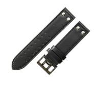 dayeer Lederarmband für Hamilton-Uhrenarmbänder mit Edelstahlschnalle(Black black-Black-,22mm)