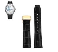 dayeer Lederarmband für Maurice Lacroix MP6528 Pontos PT6158, Rindslederarmband mit Futterschnalle(Black-gold,22mm)
