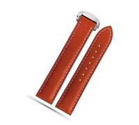 dayeer Lederarmband für Omega Seamaster 300 150 Speedmaster 007 AT150 Braunes Uhrenarmband Faltschließe 19mm 20mm 22mm (Color : B Light brown-silver, Size : 20mm)