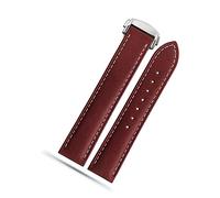 dayeer Lederarmband für Omega Seamaster 300 150 Speedmaster 007 AT150 Braunes Uhrenarmband Faltschließe 19mm 20mm 22mm (Color : B Dark brown-silver, Size : 19mm)