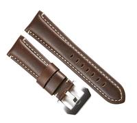 dayeer Lederarmband für Panerai-Uhrenarmband, Ersatzzubehör (Color : Red brown silver, Size : 26mm)
