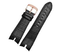 dayeer Lederarmband für Roger Dubuis EXCALIBUR RDDBEX0405 Zifferblattarmband(Black-rose gold)