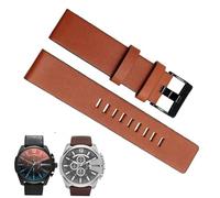 dayeer Rindsleder-Uhrenarmband für Diesel-Uhrenarmband DZ7312 | DZ4323 | DZ7257 Flaches Armband mit Dornschließe aus Edelstahl (Color : Brown Black, Size : 24mm)