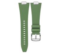 dayeer Schnellverschluss-Silikon-Uhrenarmband für Tissot PRX T137.407 T137.410 Fluorkautschuk-Armband Herrenarmband(Green-silver)