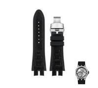 dayeer Silikon-Gummi-Uhrenarmband für Roger Dubuis Strap EXCALIBUR King Armband Armband(Black silver)