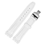 dayeer Uhrenarmband aus echtem Leder für Swatch YCS YAS YGS, Leder-Uhrenkette mit Schmetterlingsschnalle(Whites1,17mm)