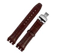dayeer Uhrenarmband aus echtem Leder für Swatch YCS YAS YGS, Leder-Uhrenkette mit Schmetterlingsschnalle(Brownbs1,19mm)