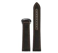 dayeer Uhrenarmband aus Nylon-Canvas-Rindsleder für Omega Speedmaster AT150 Captain Seamaster 300 mit Faltschließe(Blackob,22mm)