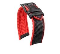 dayeer Wasserdichtes Uhrenarmband aus Nylon mit Gummiunterseite für Mido Helmsman Commander(Black red-black,24mm)