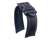 dayeer Wasserdichtes Uhrenarmband aus Nylon mit Gummiunterseite für Mido Helmsman Commander(Blue white-black,22mm)