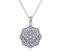 DAYLINLOVE Blumen Halskette aus 925er Sterlingsilber Hibiskus/Blume des Lebens/Om/Schottische Distel/Tulpe/Lotus Kette Schmuck Geschenke für Frauen Männer Damen