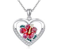 DAYLINLOVE Blumen Halskette aus 925er Sterlingsilber Hibiskus/Blume des Lebens/Om/Schottische Distel/Tulpe/Lotus Kette Schmuck Geschenke für Frauen Männer Damen