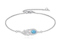 DAYLINLOVE Feder Armband 925 Sterling Silber Türkis Glieder Armbänder Feder Schmuck Geschenke für Damen Frauen Mädchen