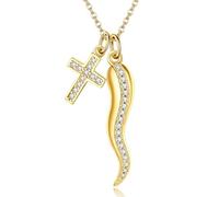 DAYLINLOVE Italienische Horn Halskette aus 925er Sterlingsilber Infintiy/Glücks/Kreuz/Glücksklee Kette Schmuck Geschenke für Damen Frauen Männer