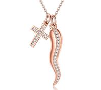 DAYLINLOVE Italienische Horn Halskette aus 925er Sterlingsilber Infintiy/Glücks/Kreuz/Glücksklee Kette Schmuck Geschenke für Damen Frauen Männer