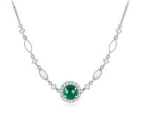 DAYLINLOVE Jade Halskette für Frauen 925 Sterling Silber Grünes Jade Schmuck Valentinstag Geschenke
