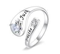 DAYLINLOVE Just Breathe Ring S925 Sterling Silber Verstellbarer Lotusring Spiral Wickel Heilungsringe Inspirierender Schmuck für Frauen, Mütter, Ehefrauen