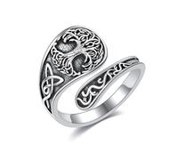 DAYLINLOVE Kolibri/Hai/Seaturtle/Baum des Lebens Löffelringe 925 Sterling Silber verstellbare Tier Schmuck Geburtstagsgeschenke für Frauen (tree of life)