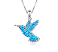 DAYLINLOVE Kolibri Kette 925 Sterling Silber Blauer Opal Kolibri Anhänger Halskette Kolibri Schmuck Geschenke für Damen Frauen Mädchen Mama Kolibris Liebhaber