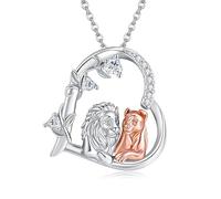 DAYLINLOVE Löwe Halskette S925 Sterling Silber Löwe und Löwin Anhänger Halskette Tiere Schmuck Geschenke für Frauen Mom Frau