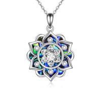 DAYLINLOVE Lotus Kette 925er Sterlingsilber Geburtsstein Abalone Muschel Anhänger Halskette Geburtstags Yoga Lotus Schmuck Geschenke für Damen Frauen Mädchen Mama Großmutter (Apr)