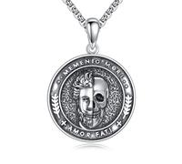 DAYLINLOVE Memento Mori Halskette 925 Sterling Silber Amor Fati Stoa Vier Tugenden Halskette Natur Schmuck Weihnachtsgeschenke für Männer Frauen Mädchen