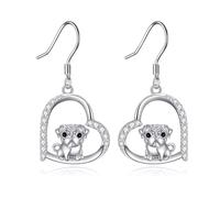 DAYLINLOVE Mops Ohrringe 925 Sterling Silber Mops Dangle Drop Ohrringe Mops hund Schmuck Geschenke für Frauen Mädchen Mops Liebhaber