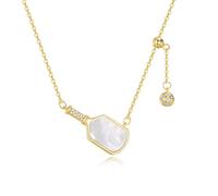 DAYLINLOVE Pickleball Halskette 925 Sterling Silber mit Vergoldung Pickleball Schläger und Ball Anhängerkette Pickleball Schmuck für Frauen Geschenke für Mädchen Pickleball-Liebhaber
