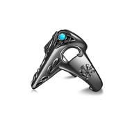 DAYLINLOVE Raben Ring 925er Sterling Silber Totenkopf Krähe Türkis Verstellbarer Offener Daumen Ring Gothic Wikinger Nordischer Heidnischer Schmuck Geschenk für Männer Herren Vater