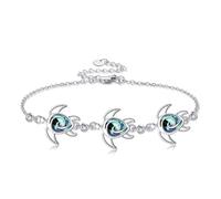 DAYLINLOVE Schildkröte Armband S925 Sterling Silber Strand Armband Abalone Shell Sea Turtle Armbänder Ozean Schmuck Geschenke für Frauen Schildkröte Liebhaber