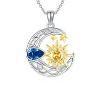 DAYLINLOVE Sonne und Mond Halskette 925 Sterling Silber Sonne und Mond Anhänger Mond Schmuck Geschenke für Frauen