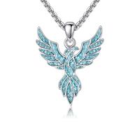 DAYLINLOVE Tier-Halskette, 925er-Sterlingsilber, Libelle/Schmetterling/Elefant/Dackel/Kolibri-Anhänger, türkis, Tiere, Schmuck, Geschenke für Wemen, 28.4*34.4 mm, Sterling Silber, Kein Edelstein