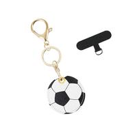 DAYnagh Wasserdichter Schlüsselanhänger aus PU-Leder mit Legierungsstruktur für Schlüssel, Zugangskarten, tragbares Riemendesign, Schlüsselanhänger-Kartenhalter, fußball, One size