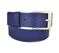 DayneQ 4,5cm Breit Echt Leder Guertel Altsilber Schnalle - Blau-Bundweit 95