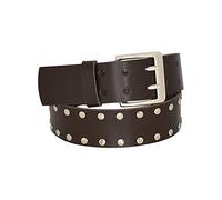 DayneQ 4,5cm Breit Echt Leder Nieten Gürtel Altsilber Nickelfrei - 45mm-2R-FN - Dunkel-Braun Bundweite 100cm
