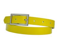 DayneQ Schmal 2,5cm Breit Echt Leder Guertel mit 4 Eckiger Schnalle Gelb 110cm Bundweit