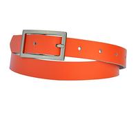 DayneQ Schmal 2,5cm Breit Echt Leder Guertel mit 4 Eckiger Schnalle Orange 95cm Bundweit