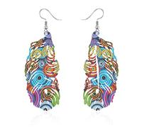 Dayoff Damen-Ohrringe, Vintage-Stil, Pfauenfeder, schwingend, Haken, Ohrringe, Mode, Legierung, Blatt, Ohrringe, Schmuck, E379